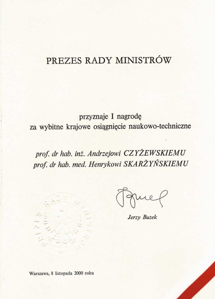 I Nagroda Prezesa Rady Ministrów – 2000 r.