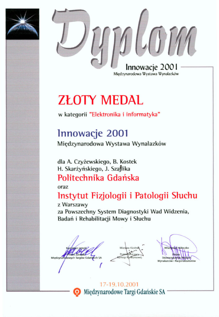 Złoty medal za Powszechny System Diagnostyki Wad Widzenia, Badań