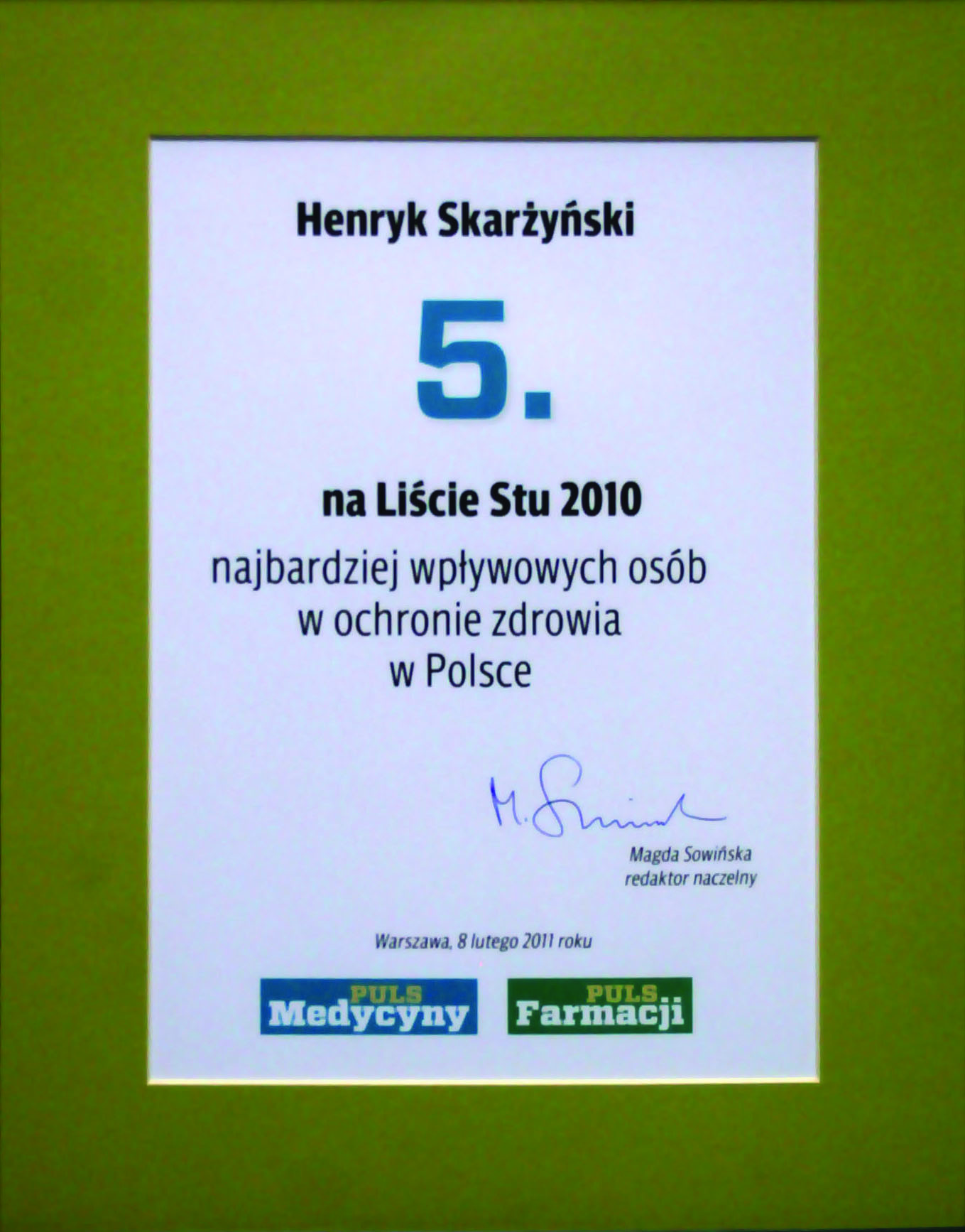 5 Pozycja Na Liście 100 Prof Dr Hab N Med Dr Hc Multi Henryk Skarżyński 1516