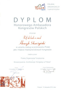 Tytuł Honorowego Ambasadora Kongresów Polskich dla prof. Henryka Skarżyńskiego