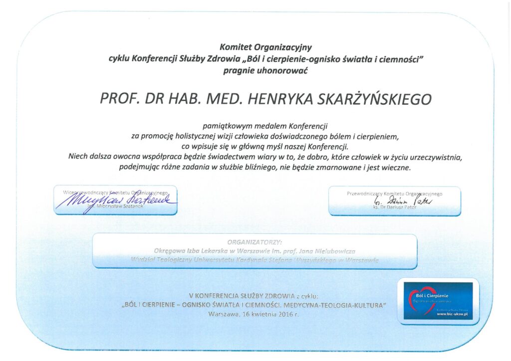 Professor Henryk Skarżyński awarded at the 5th Conference of Health Service