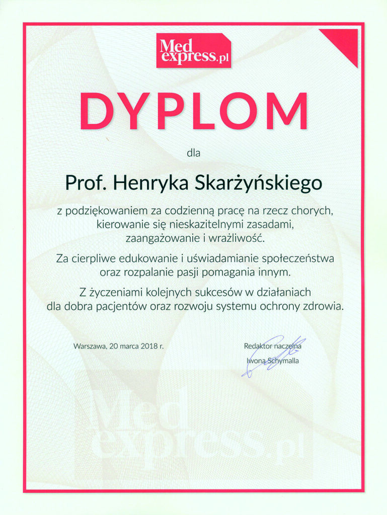 Prof. Henryk Skarżyński honored by the Medexpress editor