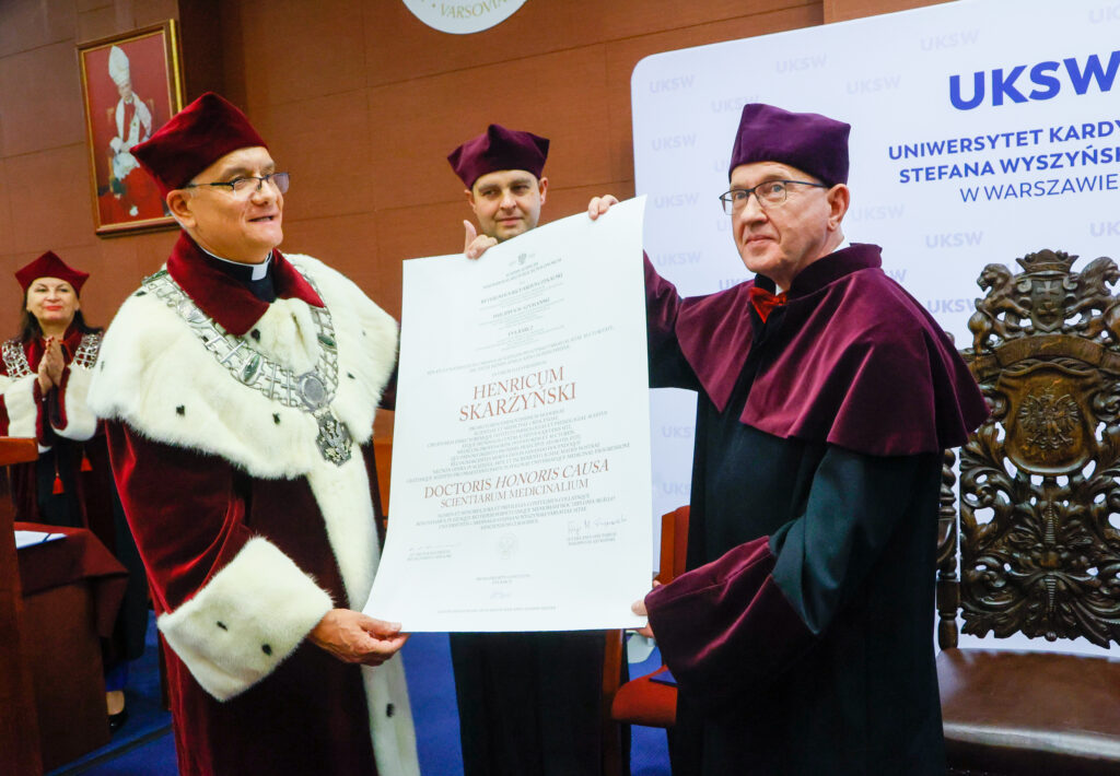 Prof. Henryk Skarżyński received doctor honoris causa title of the Cardinal Stefan Wyszyński University (UKSW) in Warsaw